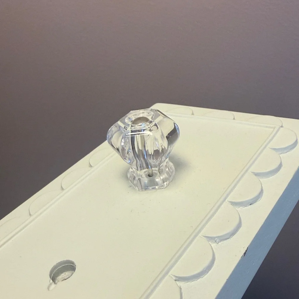 Coat/Hat Rack-scalloped whiteboard w/3 acrylic glass look knobs Restore& Restyle